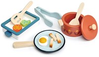 Tender Leaf Holz Töpfe und Pfannen Spielset für Kinder - buntes Küchenspielzeug-2