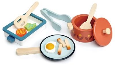 Tender Leaf Holz Töpfe und Pfannen Spielset für Kinder - buntes Küchenspielzeug-3