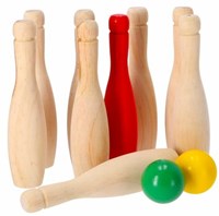 Alert Holz Bowling Set Outdoor mit Aufbewahrungsnetz für Kinder-2