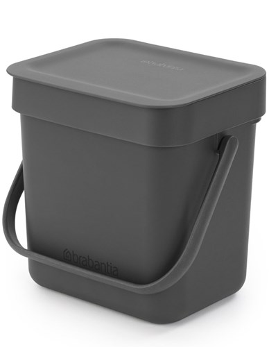 Brabantia Abfallbehälter Küche Sort & Go 3L grau kompakt Mülltrennung-2