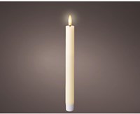 Lumineo LED Stabkerzen Set Wachs Creme warmweiß mit Timer 24,5cm