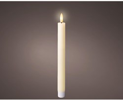 Lumineo LED Stabkerzen Set Wachs Creme warmweiß mit Timer 24,5cm