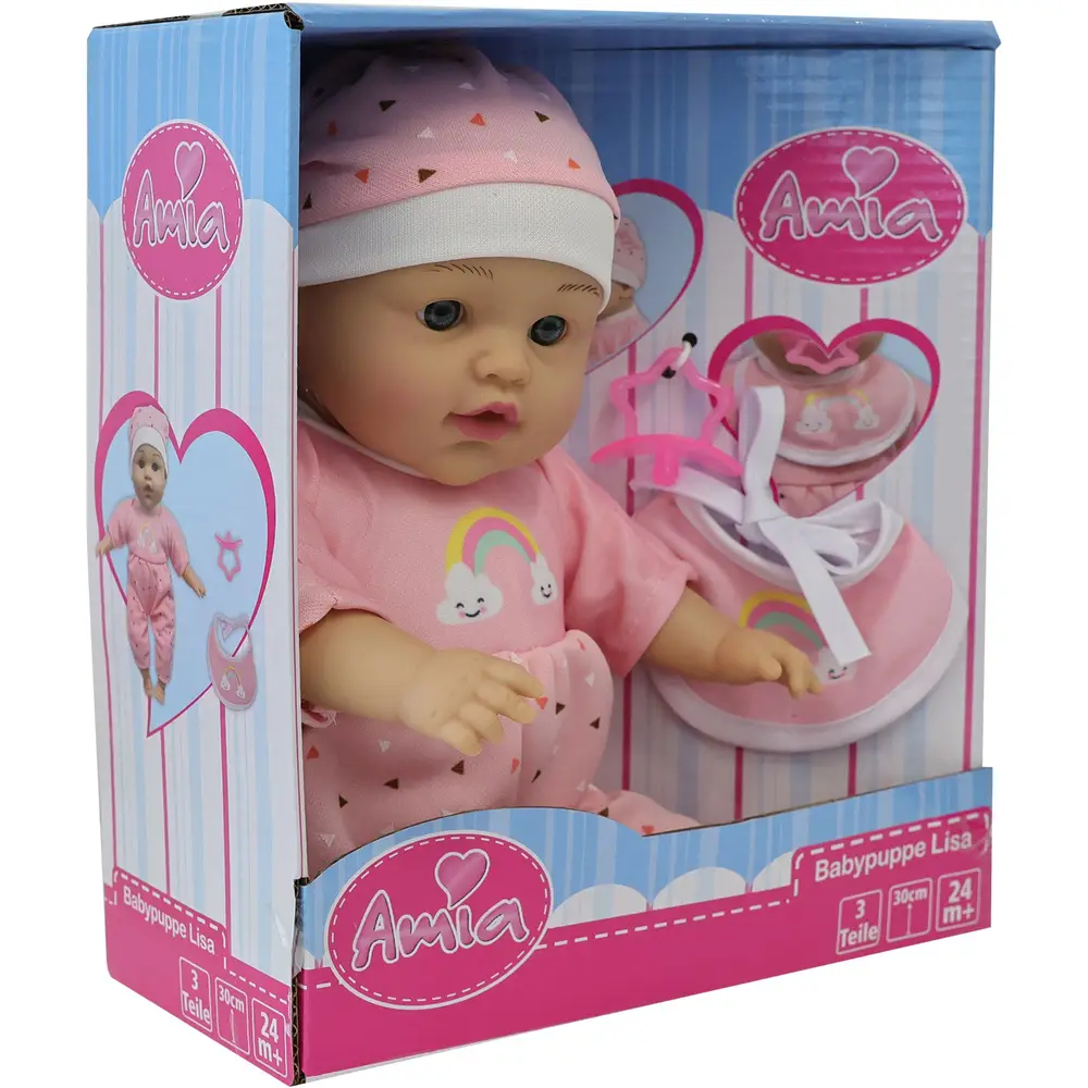 Amia Babypuppe Lisa 30 cm mit Zubehör - Puppe rosa multicolor