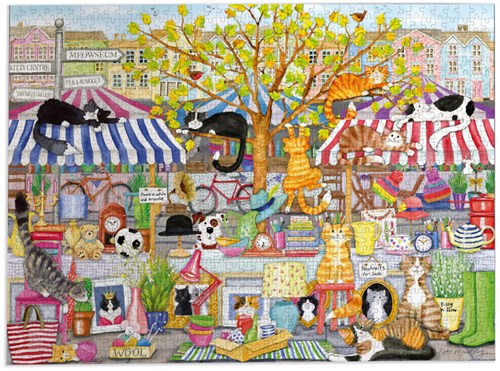 Gibsons Puzzle Flohmarkt Moggies 1000 Teile Katzen Tiere-2