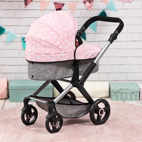 Bayer Chic 2000 Puppenwagen Xeo rosa grau höhenverstellbarer Schiebegriff-2
