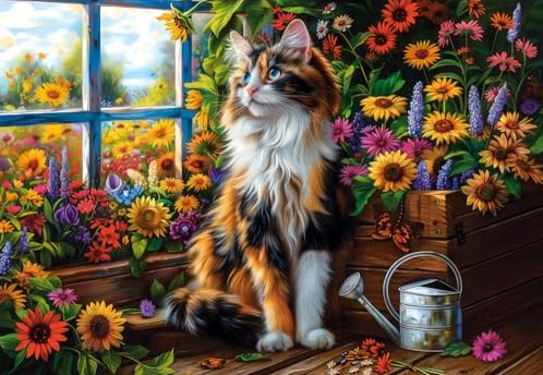 Castorland Meditation mit Katze und Blumen - 1000 Teile-2