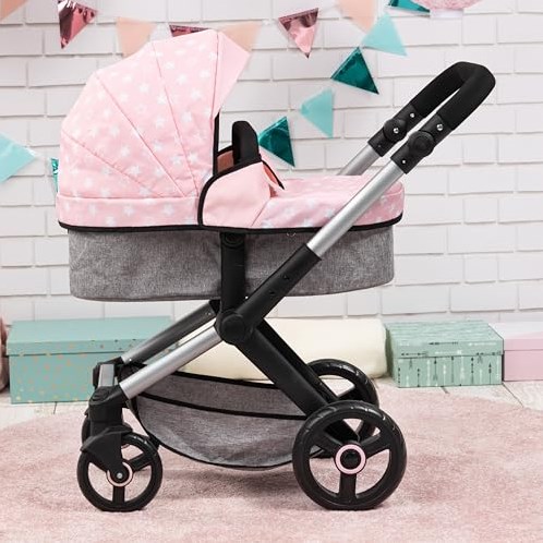 Bayer Chic 2000 Puppenwagen Xeo rosa grau höhenverstellbarer Schiebegriff-3