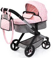 Bayer Chic 2000 Puppenwagen Xeo rosa grau höhenverstellbarer Schiebegriff
