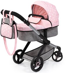Bayer Chic 2000 Puppenwagen Xeo rosa grau höhenverstellbarer Schiebegriff