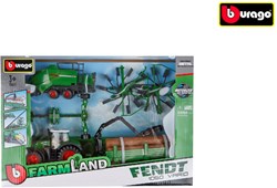 Bburago Fendt Traktor Spielzeug mit 3 Anhängern Friktion