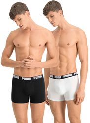 Puma Basic Herren Boxershorts Unterwäsche schwarz/weiß - 2er-Pack - Größe S