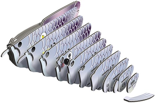 Eugy 3D Puzzle - Silberner Arowana Bastelset aus Karton für Kinder-3