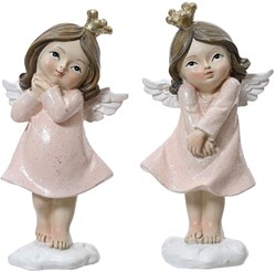 Decoris Engel Figur Polyresin rosa Dekoration 10,5cm elegant