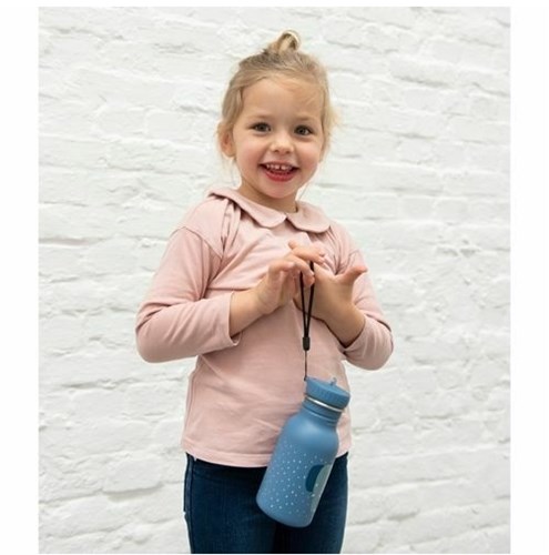 Trixie Trinkflasche Edelstahl Kinder 350ml Mrs. Elephant blau auslaufsicher-3