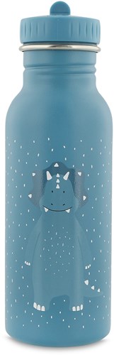 Trixie Edelstahl Trinkflasche 500ml - Mr. Triceratops - Kinder Wasserflasche Dinosaurier Blau