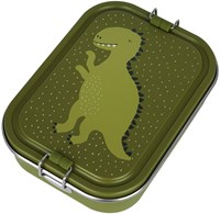 Trixie Lunchbox groß - Edelstahl Brotdose für Kinder - Mr. Dino - Grün