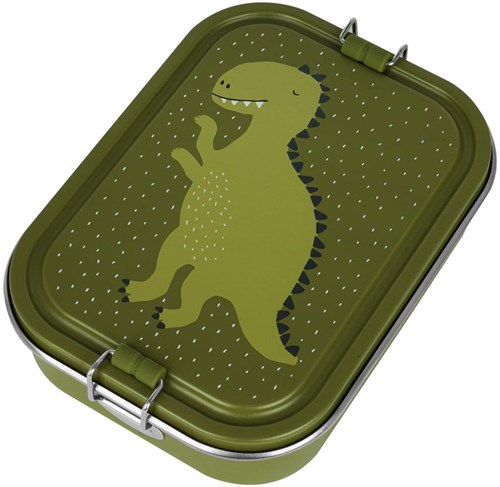 Trixie Lunchbox groß - Edelstahl Brotdose für Kinder - Mr. Dino - Grün
