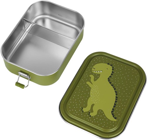 Trixie Lunchbox groß - Edelstahl Brotdose für Kinder - Mr. Dino - Grün-2