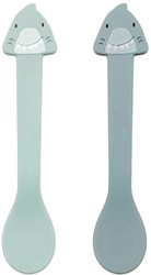 Trixie Silikon Kinderlöffel 2er-Pack Mr. Shark blau - rutschfest und BPA-frei