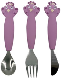 Trixie Silikon Essbesteck für Kinder - Mrs. Peacock - 3-teiliges Set