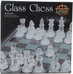 Glas Schachspiel Luxus Denkspiel 25x25cm für Kinder und Erwachsene