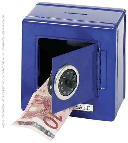 Goki Metall Tresor Spardose blau mit Zahlenschloss sicher Geld sparen-3