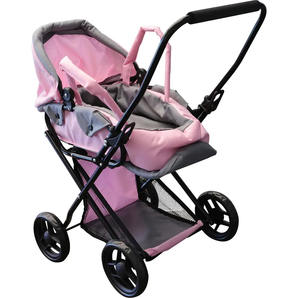 Amia Puppenwagen Rosy mit Ablagekorb und Schlaftasche - Puppenzubehör