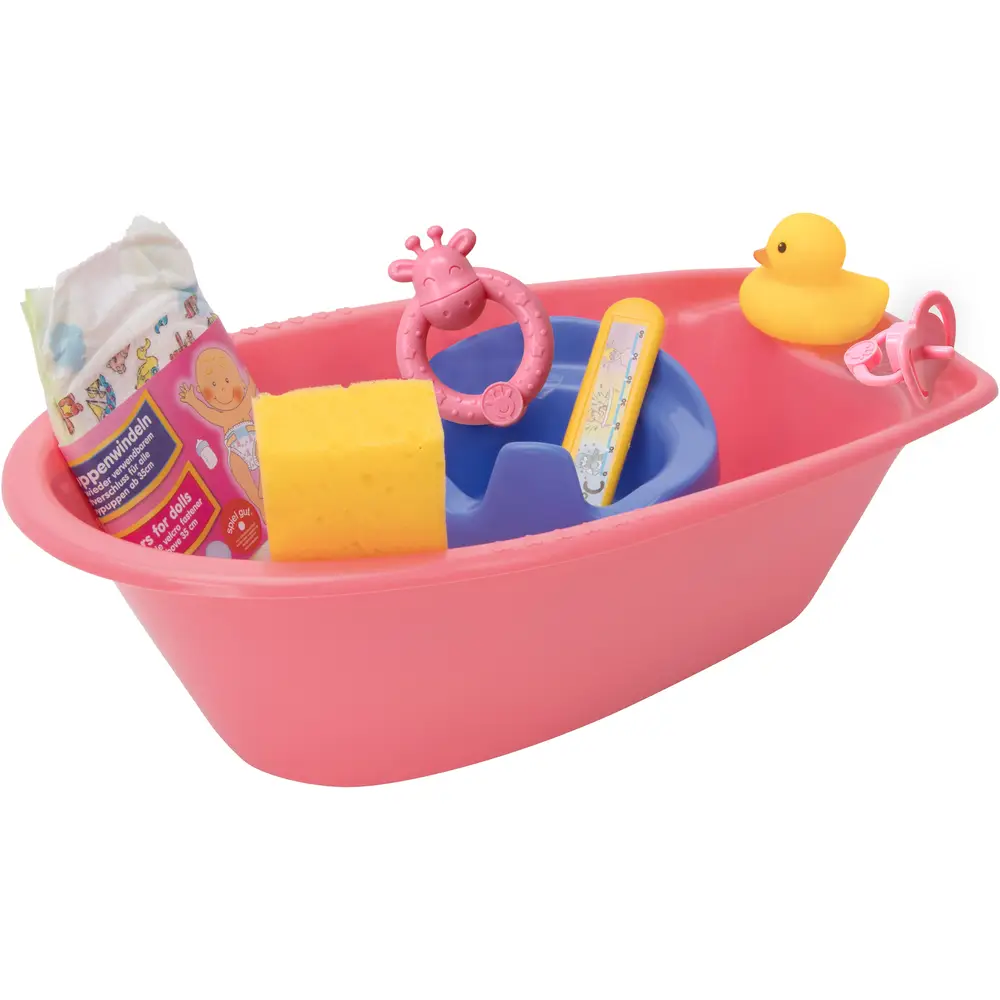Heless Puppenbad rosa mit Zubehör - Badewannenset für Babypuppen