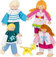 Goki Puppenhaus Familie Holz Biegepuppen Set mehrfarbig-2