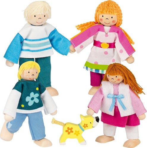 Goki Puppenhaus Familie Holz Biegepuppen Set mehrfarbig-2