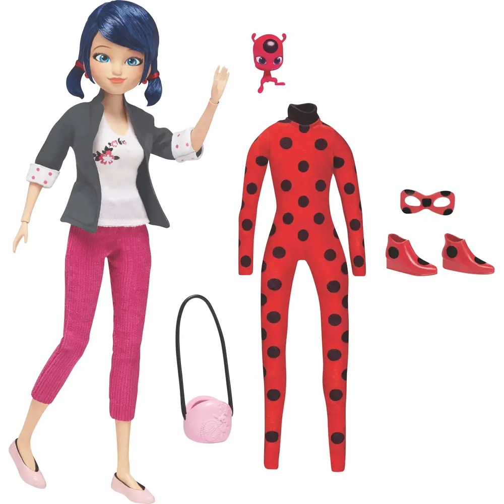 Bandai Miraculous Modepuppe Marinette 26 cm mit 2 Outfits und Zubehör