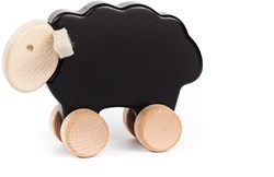 Bajo Holz Schaf auf Rädern - Schwarzes Spielzeug