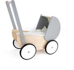 Bajo Holz Puppenwagen - grau Holzspielzeug Puppenwagen