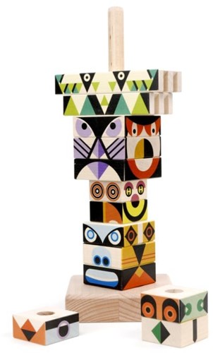 Bajo Holz-Bau-Puzzle Totempfahl - pädagogisches Spielzeug 13 Teile-2