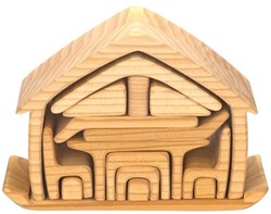 nic Holzhaus Bauset mit Möbeln - pädagogisches Spielzeug 22 cm