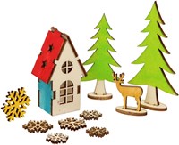 Creativ Company Holz Weihnachtsdeko Haus DIY Bastelset für Kinder-3