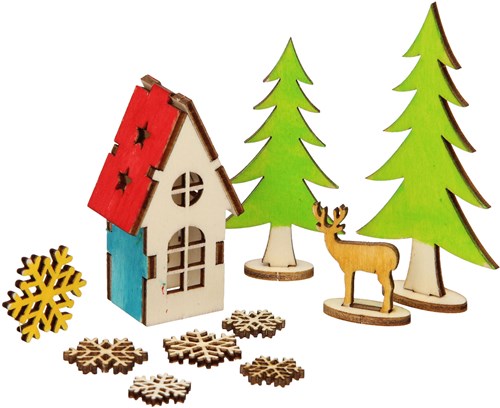 Creativ Company Holz Weihnachtsdeko Haus DIY Bastelset für Kinder-3