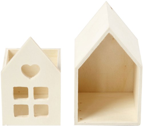 Creativ Company Holzhaus Dekoration mit Schublade und LED Option 6,8x6,8x10,8 cm-2