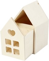 Creativ Company Holzhaus Dekoration mit Schublade und LED Option 6,8x6,8x10,8 cm-3