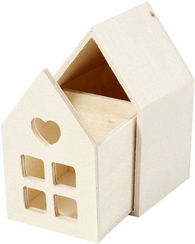 Creativ Company Holzhaus Dekoration mit Schublade und LED Option 6,8x6,8x10,8 cm-3