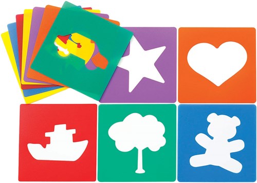 Colorations Schablonen Set - 12 wiederverwendbare Malvorlagen für Kinder