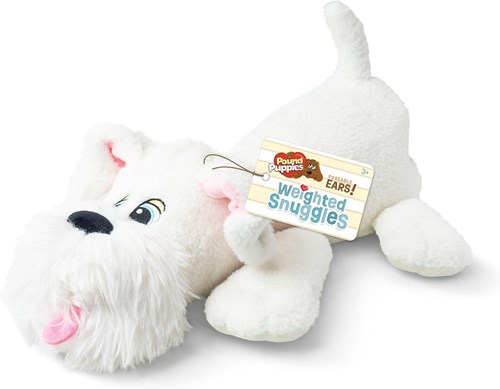 Basic Fun Kuschelhund Plüsch - Pound Puppies Weighted Snuggles weißes Hündchen