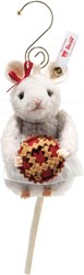 Steiff Maus Weihnachtsornament hellgrau Wollplüsch Limited Edition