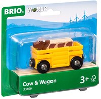 Brio Viehwagen - Spielzeugeisenbahn mit Kuh - 33406 - Erweiterung BRIO World