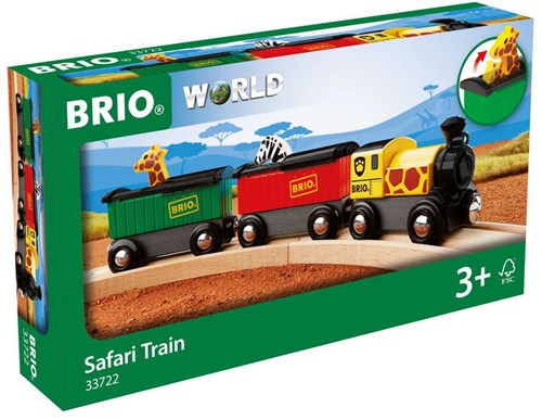 Brio Safari Zug mit Safari-Tieren - buntes Holzspielzeug für Kinder