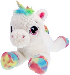 Pluchiez Kuscheltier Einhorn Plüsch Weiß Liegend 80 cm Spielzeug