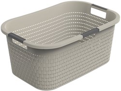 Rotho Wäschekorb 40L Kunststoff Country Cappuccino mit Rollen