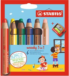 Stabilo Woody 3 in 1 Farbstifte Etui mit 6 Farben - Multitalent