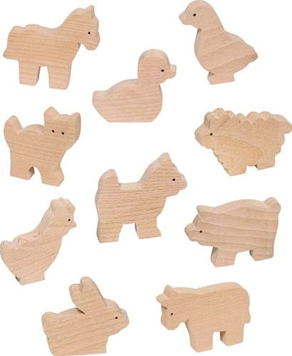 Goki Holz-Bauernhoftiere Set - 10 Stück - Lernspielzeug-3