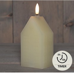 Anna's Collection LED Kerze Haus Wachs 3D-Flamme Elfenbein 5x6x15cm Stimmungslicht